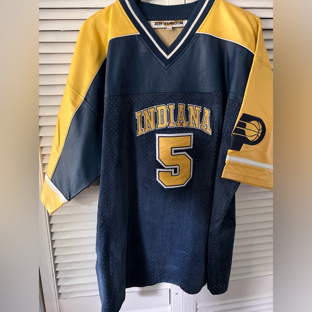 Jeff Hamilton leather Indiana pacers basketball jersey